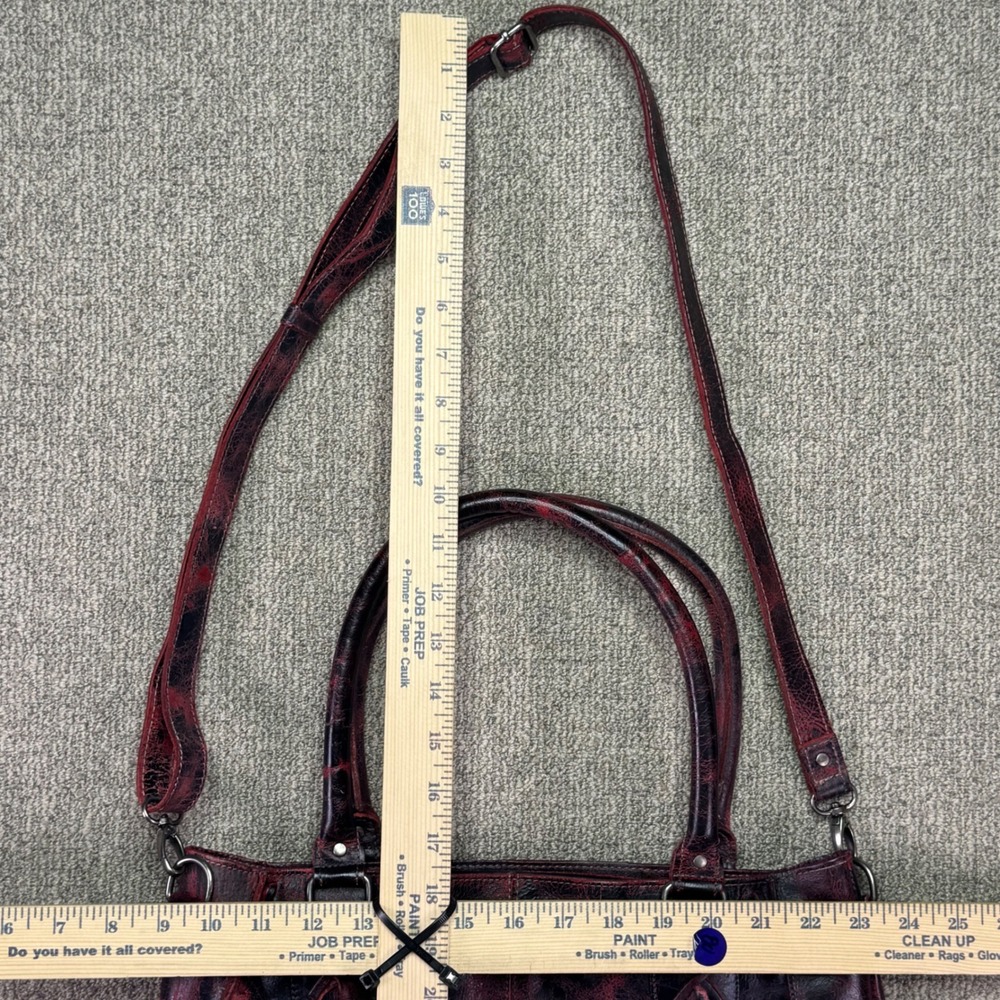 Bed Stu Distressed Black Red Leather Shoulder Crossbody Bag Handbag EUC - Picture 10 of 15